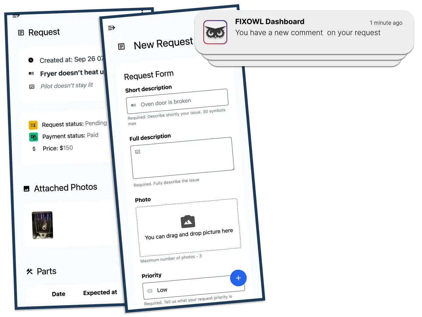 Dashboard notifications Dashboard notifications